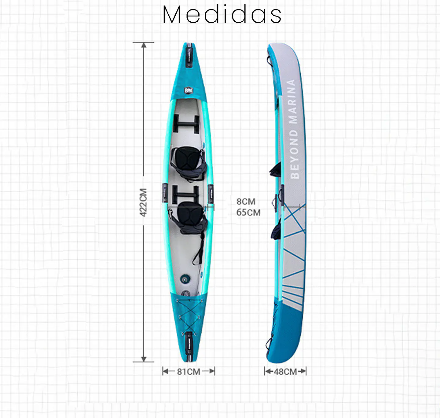 Kayak Doble Inflable Canoa + Kit Multiuso 4
