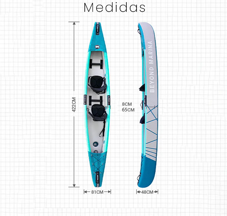 Kayak Doble Inflable Canoa + Kit Multiuso 4
