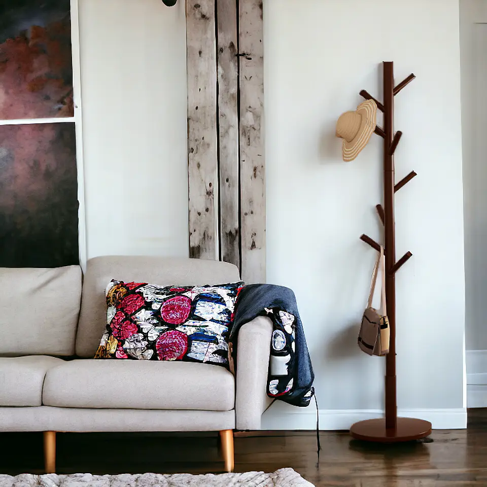 Perchero Madera 8 Ganchos Para Ropa Y Abrigos Minimalista 2