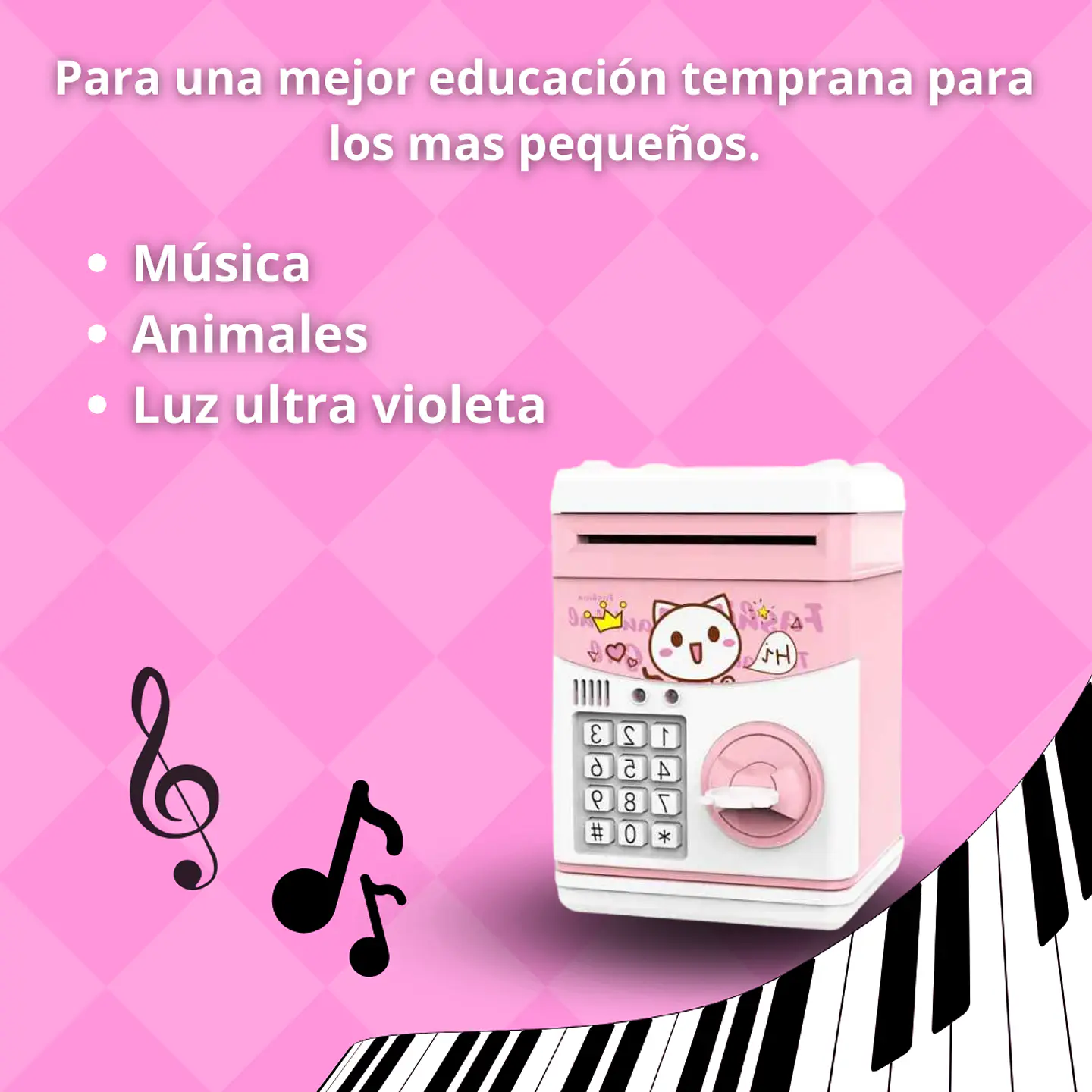 Alcancia Banco Cajero De Ahorros Caja Fuerte Musical Niños 8