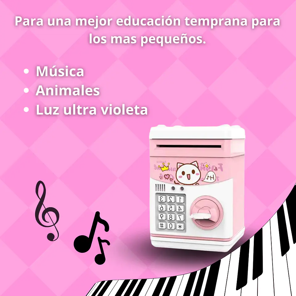 Alcancia Banco Cajero De Ahorros Caja Fuerte Musical Niños 8