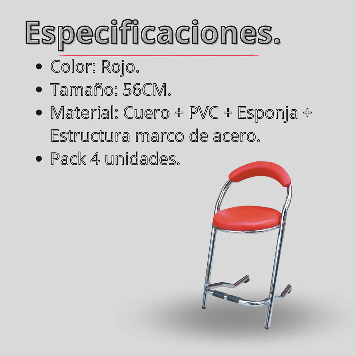 Silla Pack 4 Unidades Asiento Piso Metálico Taburete 2