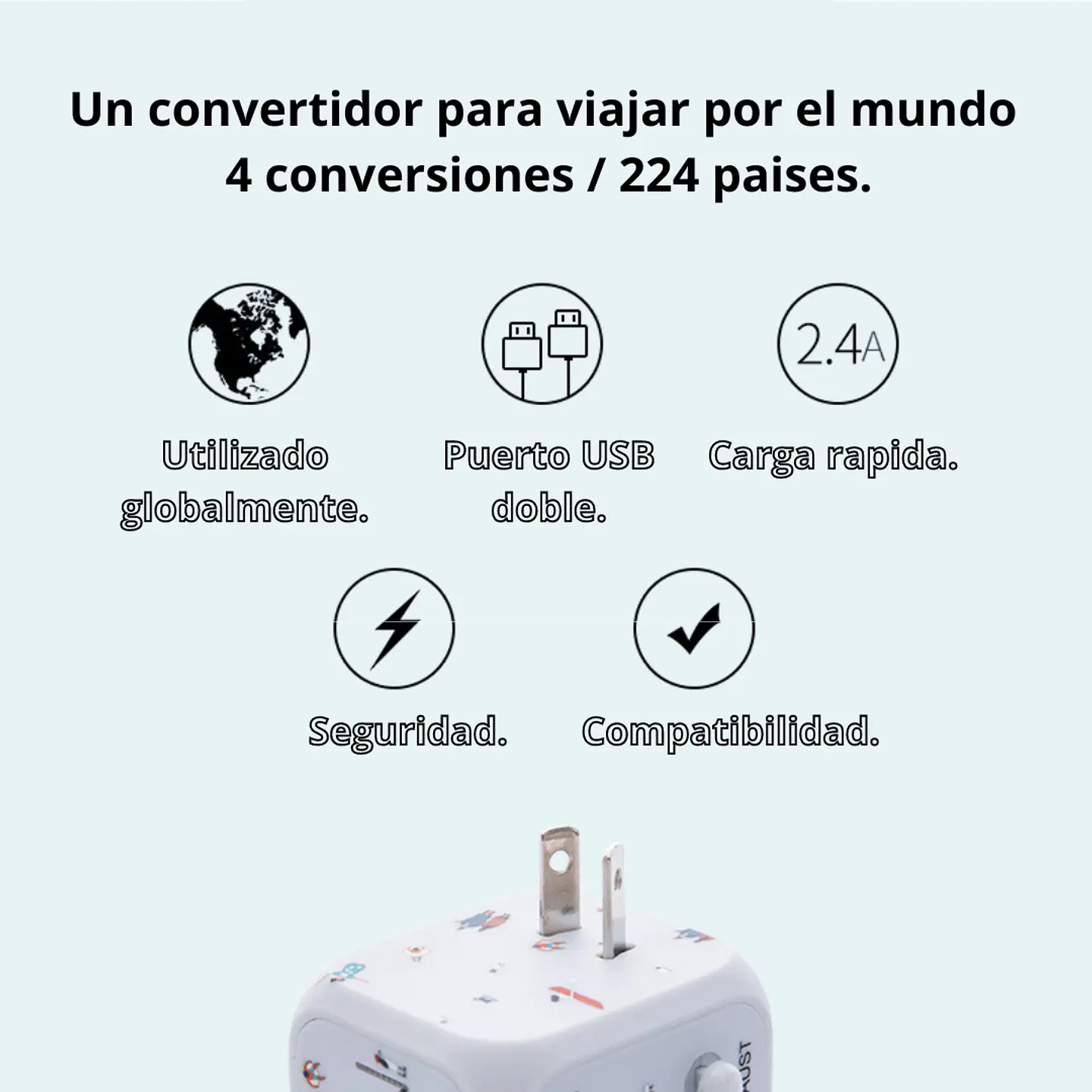 Adaptador Enchufe Multifuncional Universal Usb 100v/240v 2
