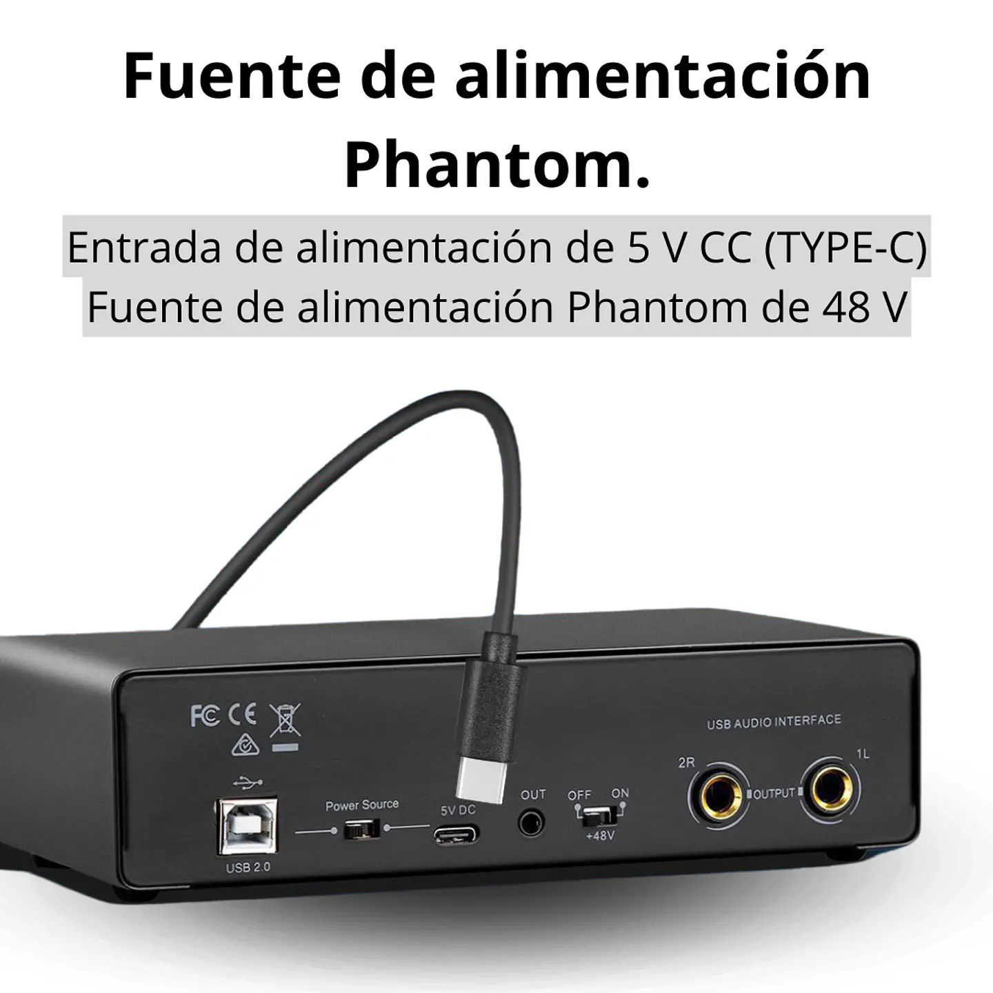 Interfaz De Audio Tarjeta De Sonido Phantom Pc Estudio Mic 2