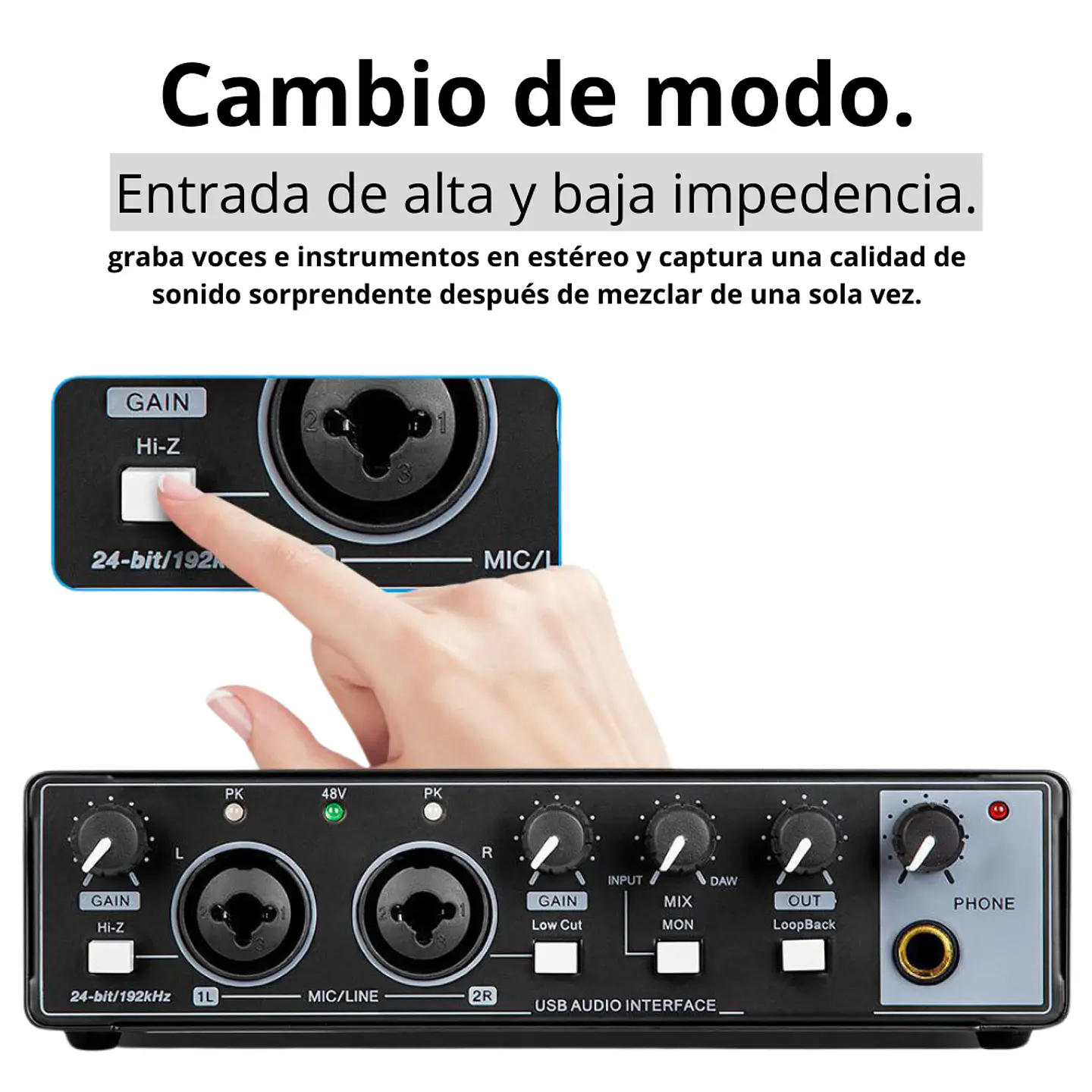 Interfaz De Audio Tarjeta De Sonido Phantom Pc Estudio Mic 3