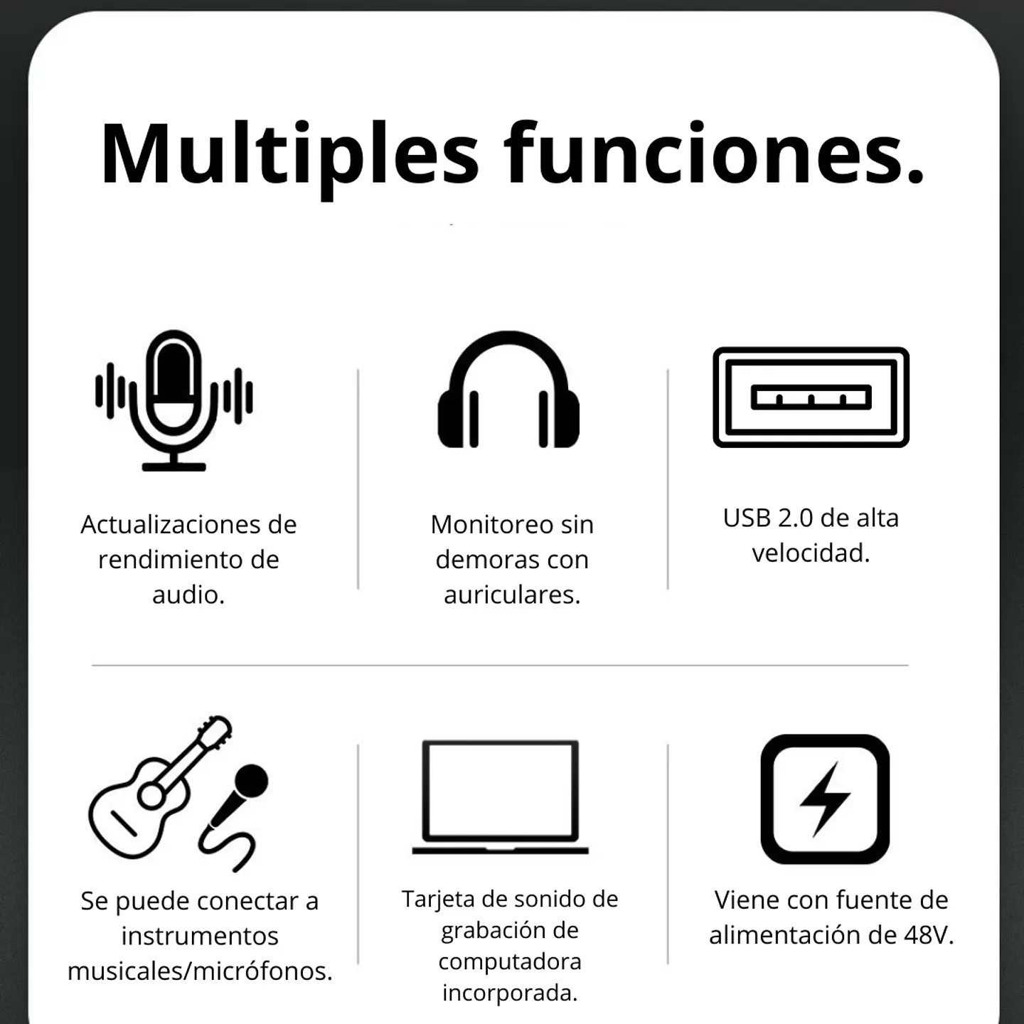 Interfaz De Audio Tarjeta De Sonido Phantom Pc Estudio Mic 5