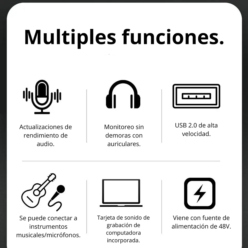 Interfaz De Audio Tarjeta De Sonido Phantom Pc Estudio Mic 5