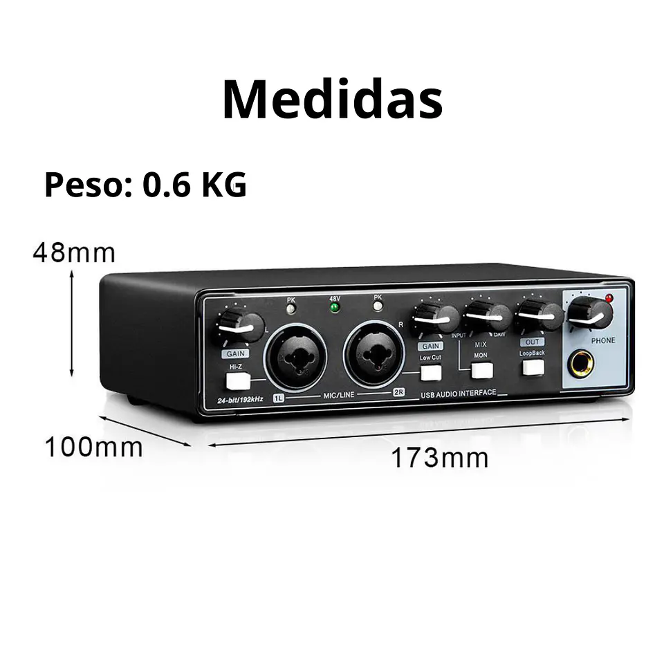 Interfaz De Audio Tarjeta De Sonido Phantom Pc Estudio Mic 6