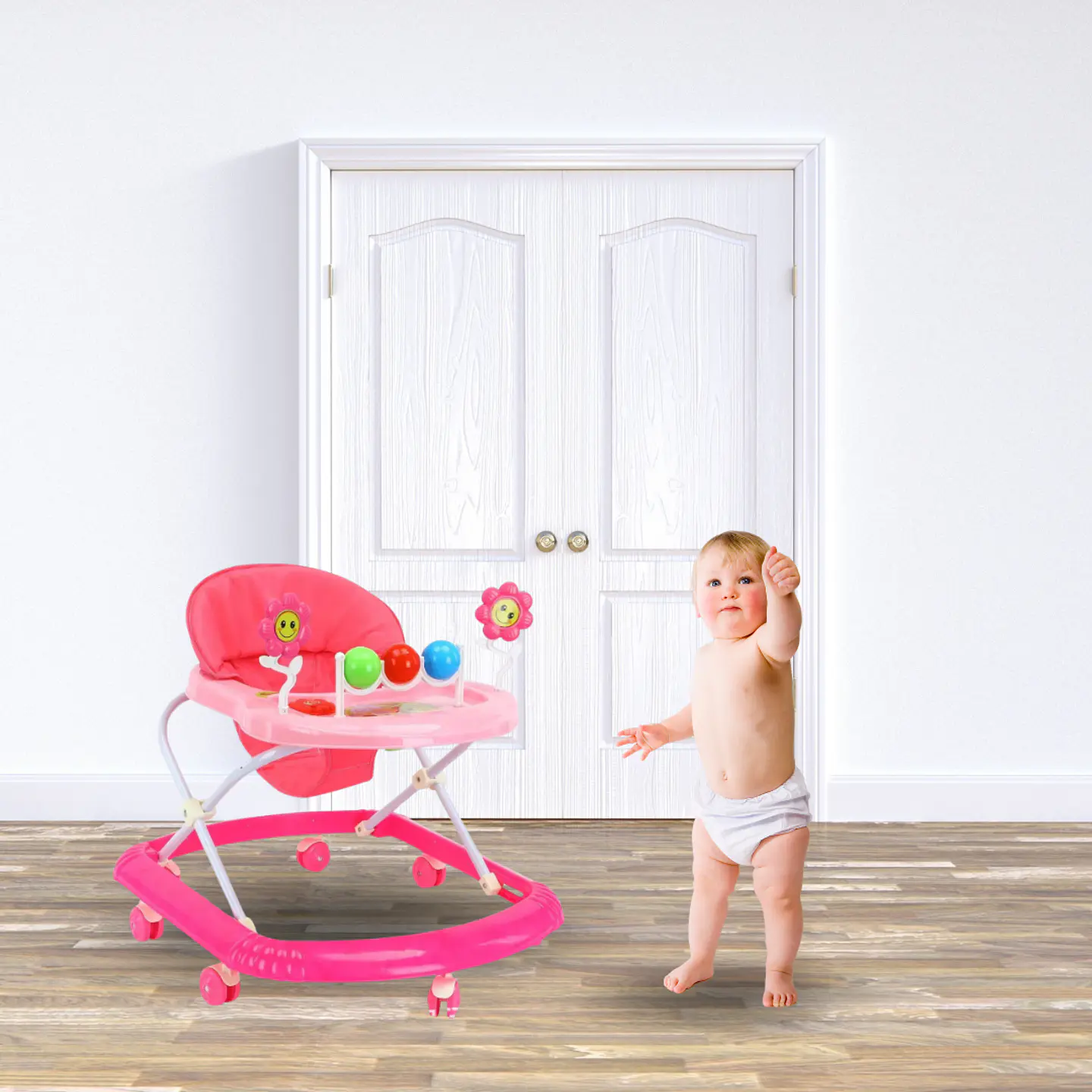 Andador Plegable Flores Con Musica Bebes Portable Unisex 2