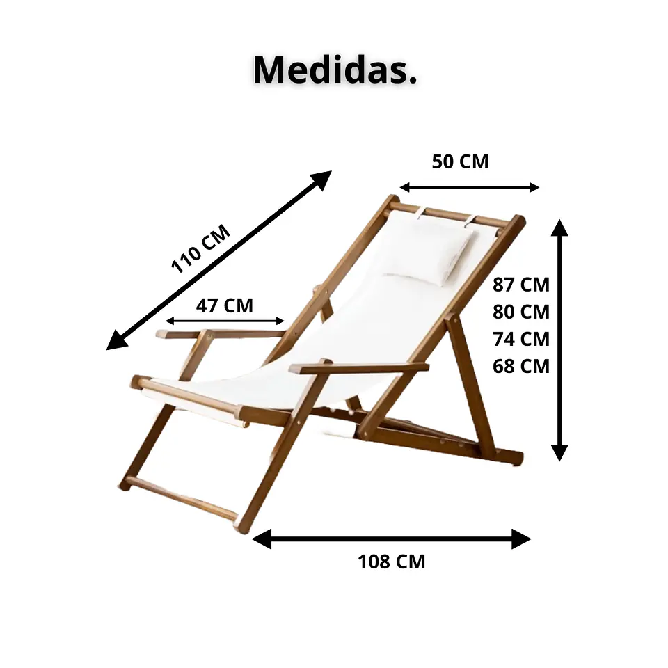 Silla De Playa Reposera Plegable De Lona Y Madera Exteriores 2