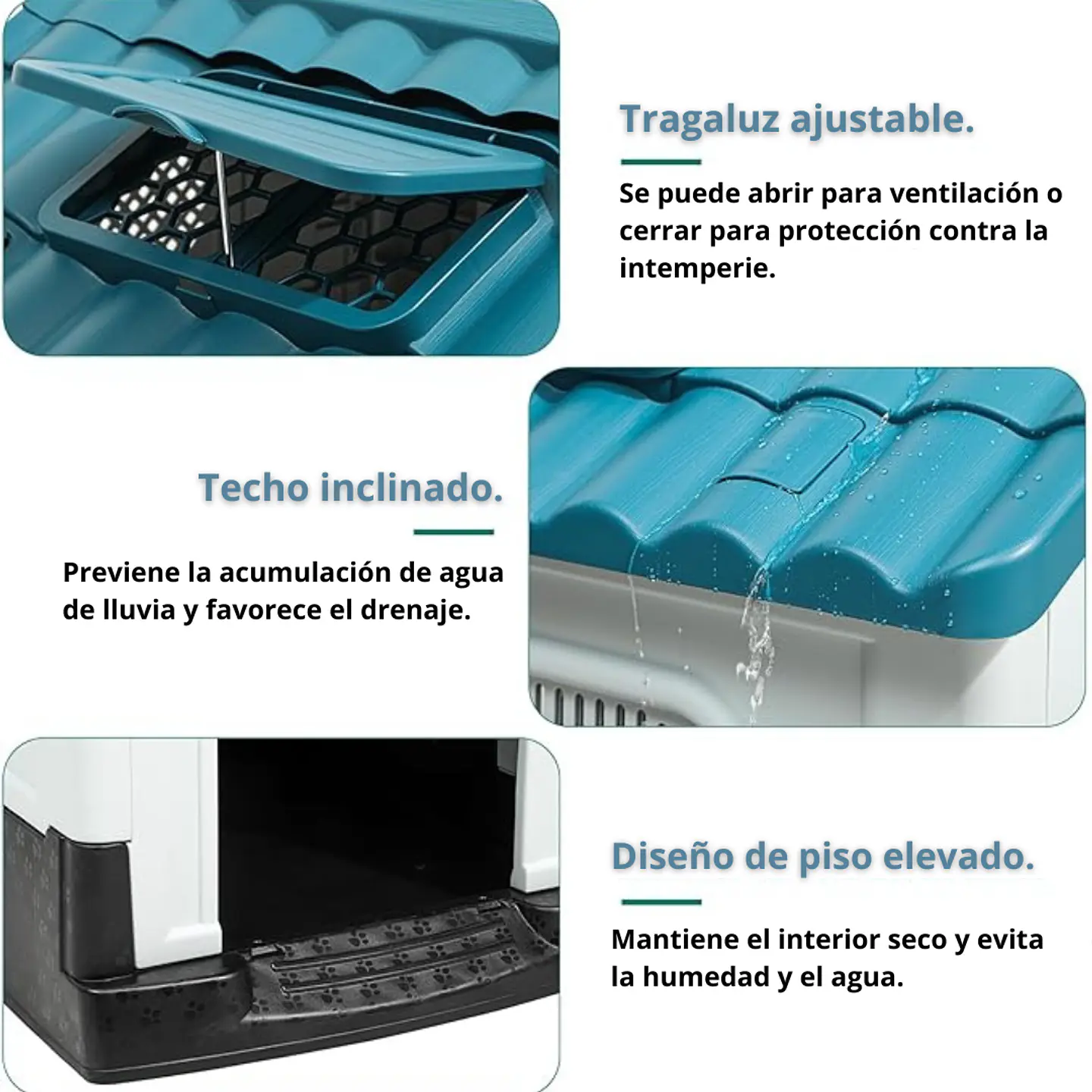 Casa Para Perro Mascotas Exterior Impermeable 100x71x95 Cm 5