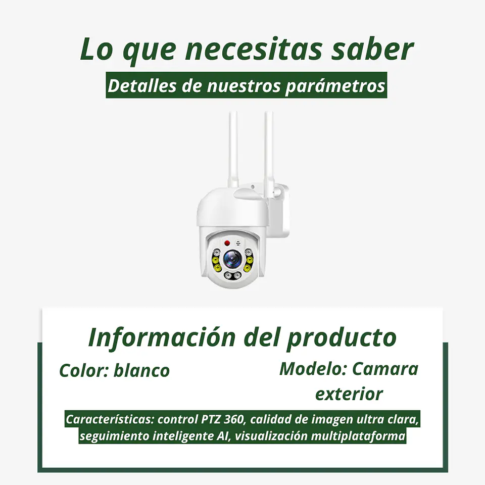 Camara Ptz Seguridad Smart Hd Wi-fi 360 Exterior Interior 5