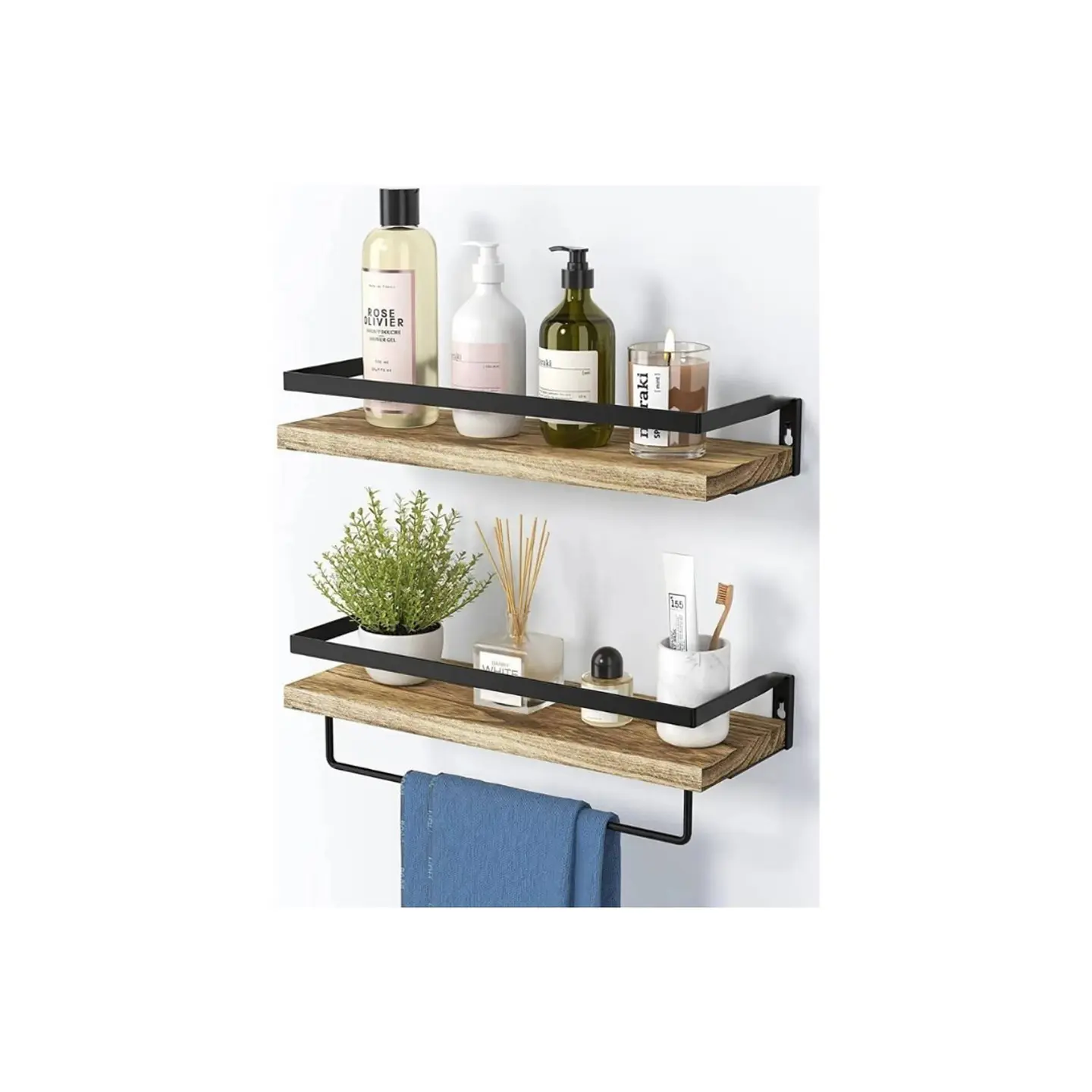 Estanteria Minimalista Moderna 2 Niveles Flotante De Madera  4