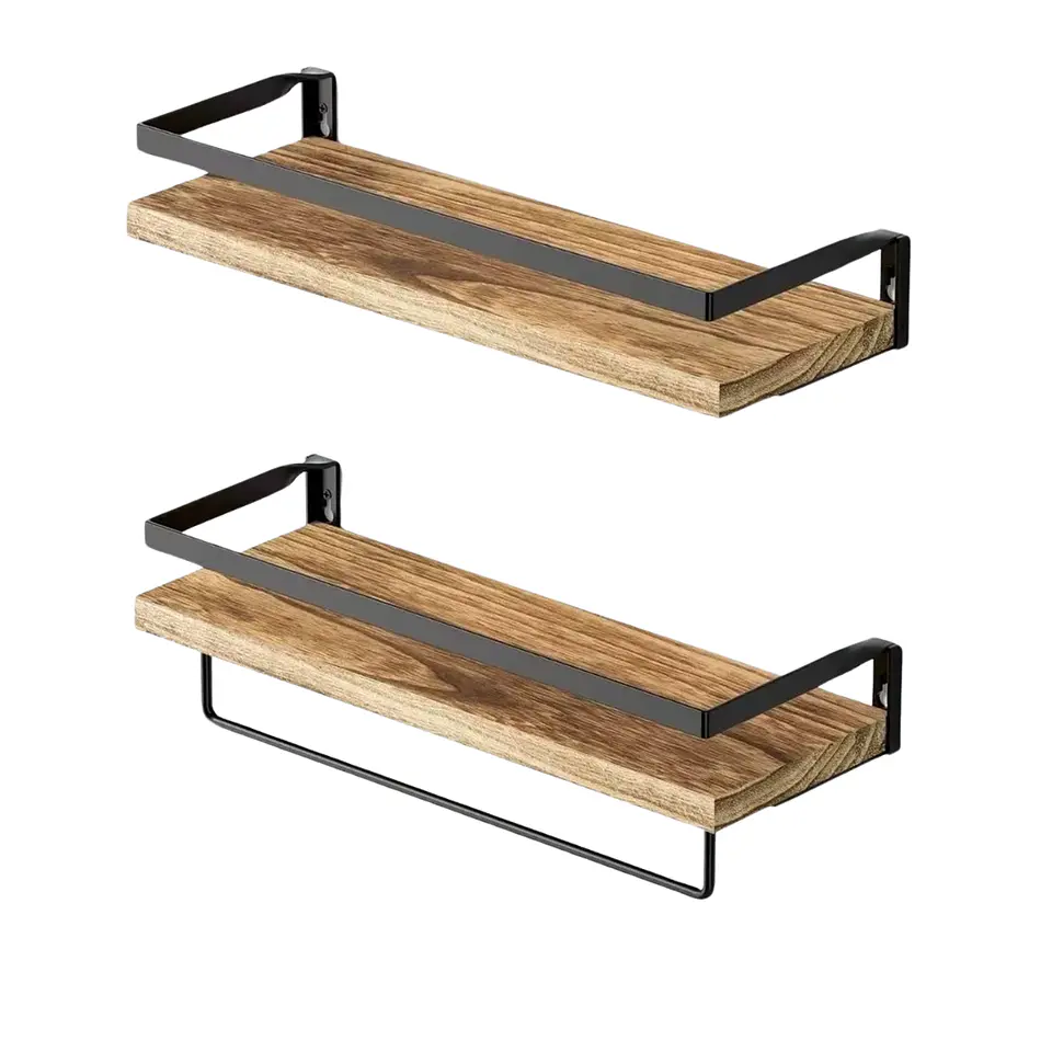 Estanteria Minimalista Moderna 2 Niveles Flotante De Madera  1