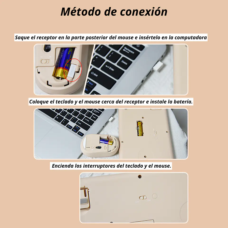 Teclado + Mouse Inalámbrico Lapiz Labial Retro Mujer 6