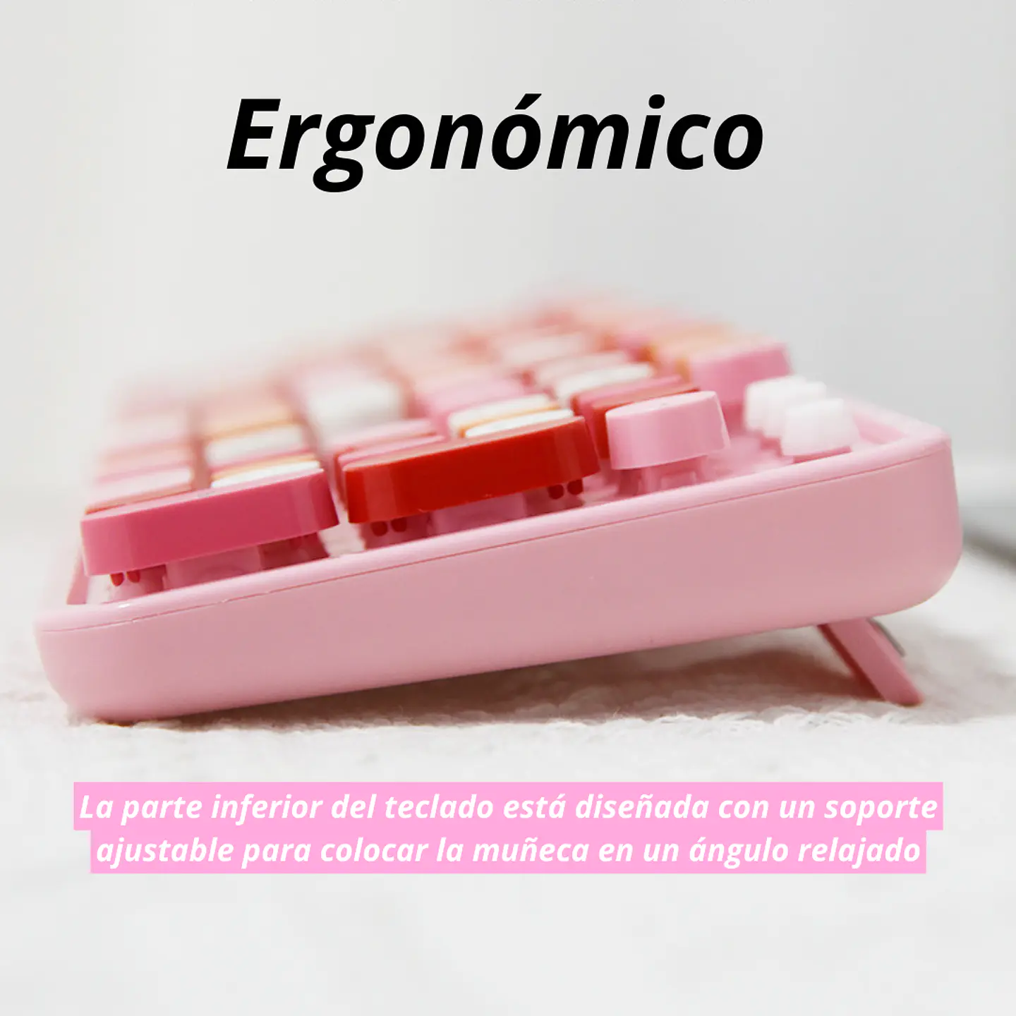 Teclado + Mouse Inalámbrico Lapiz Labial Retro Mujer 4