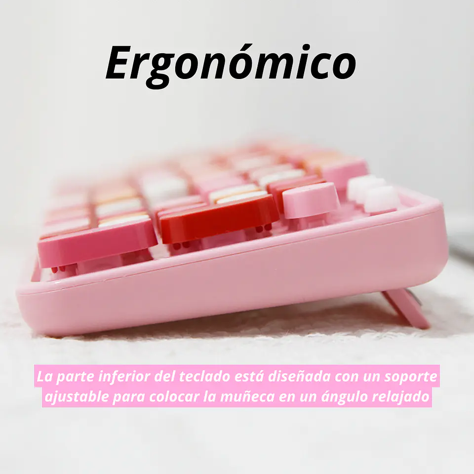 Teclado + Mouse Inalámbrico Lapiz Labial Retro Mujer 4