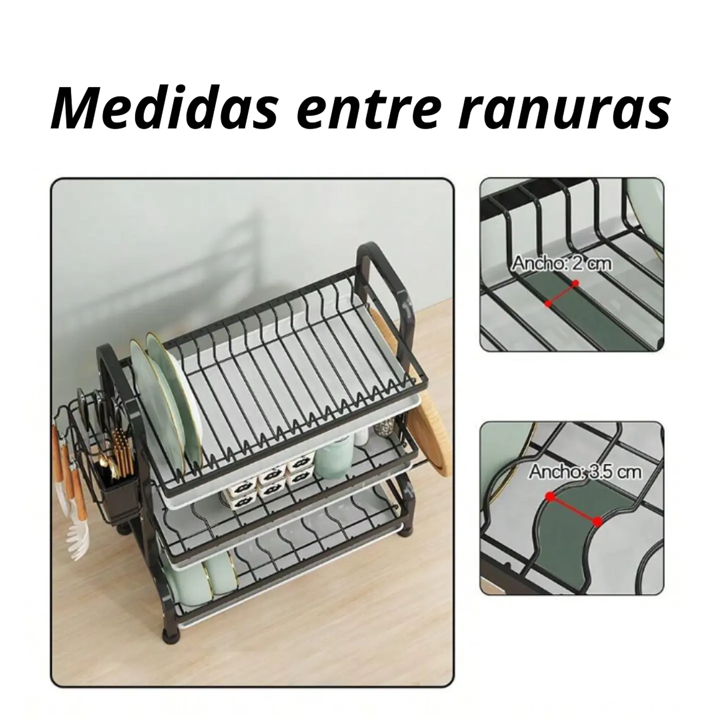Escurridor Secador De Platos 3 Niveles Estructura De Acero 5