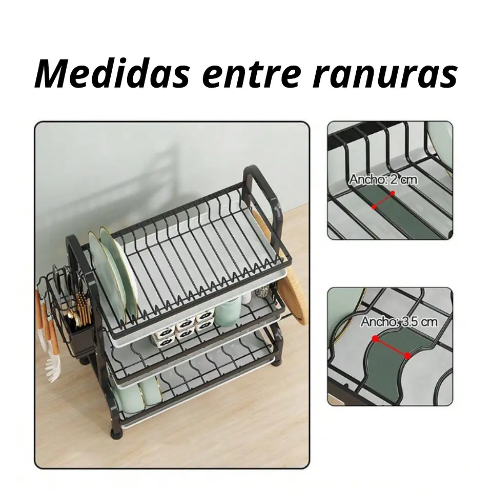 Escurridor Secador De Platos 3 Niveles Estructura De Acero 5