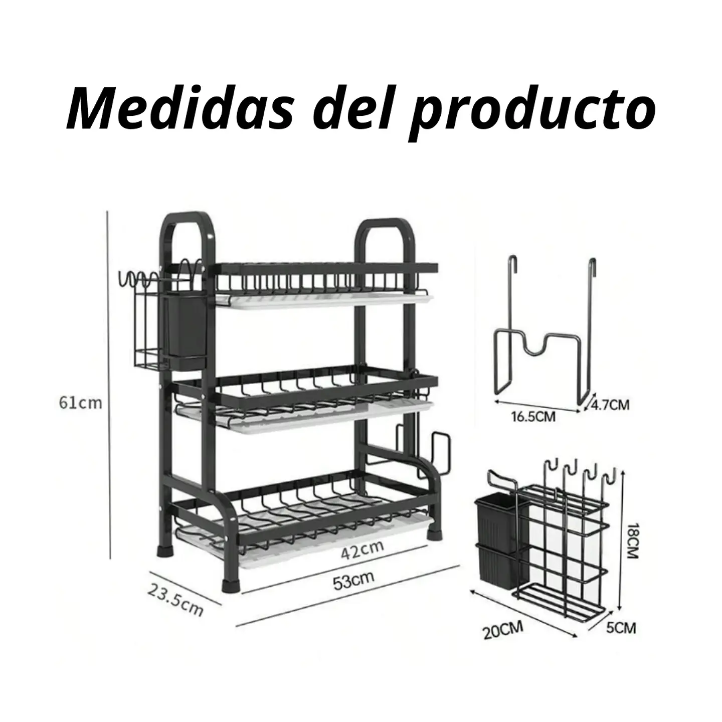 Escurridor Secador De Platos 3 Niveles Estructura De Acero 4