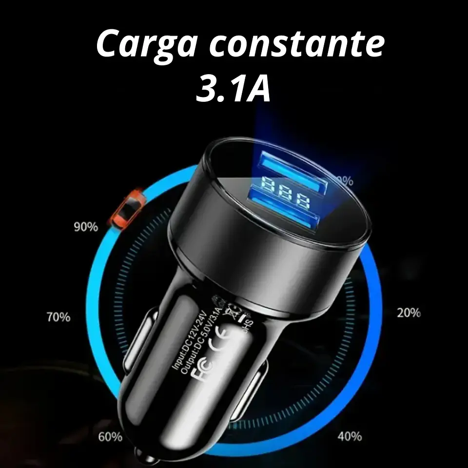 Cargador Adaptador Automovil Usb Doble Entrada 12-24v 3.1a 5