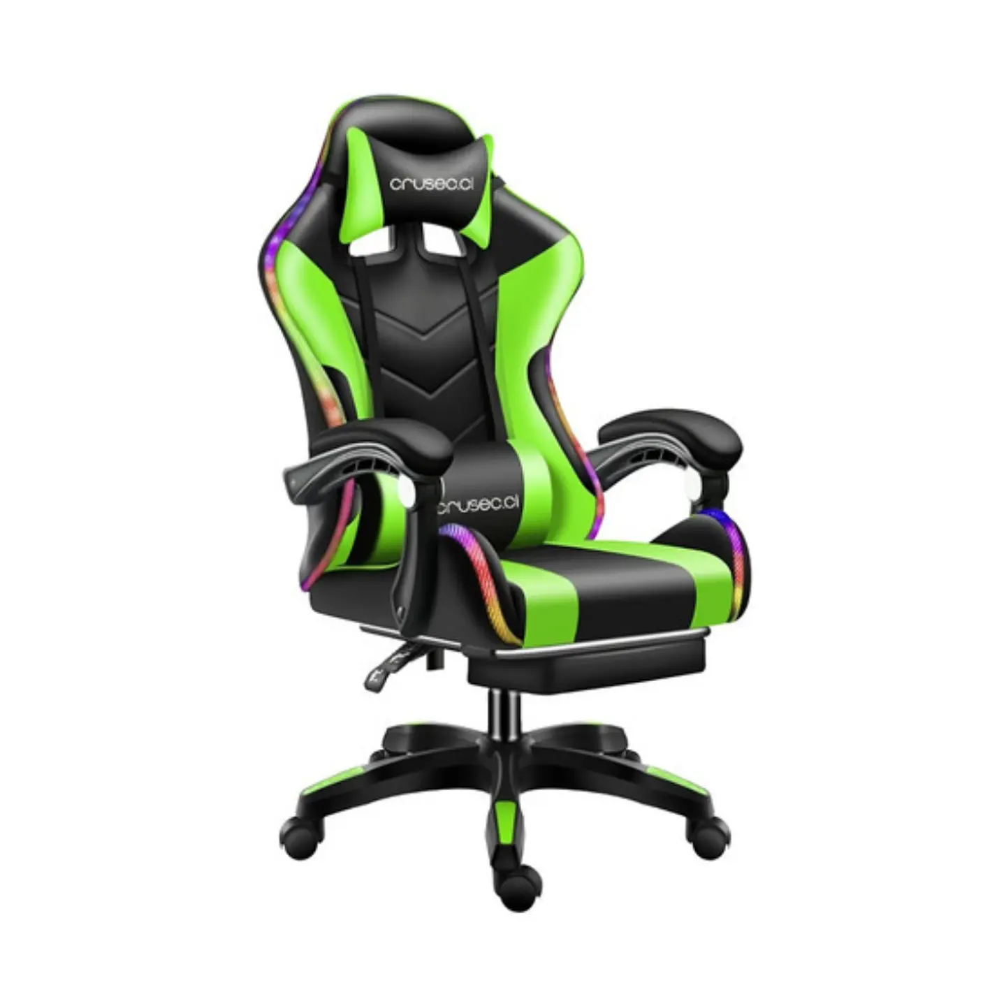 Silla Gamer Con Luz Rgb Reposapiés Y Masajeador Reclinable 1