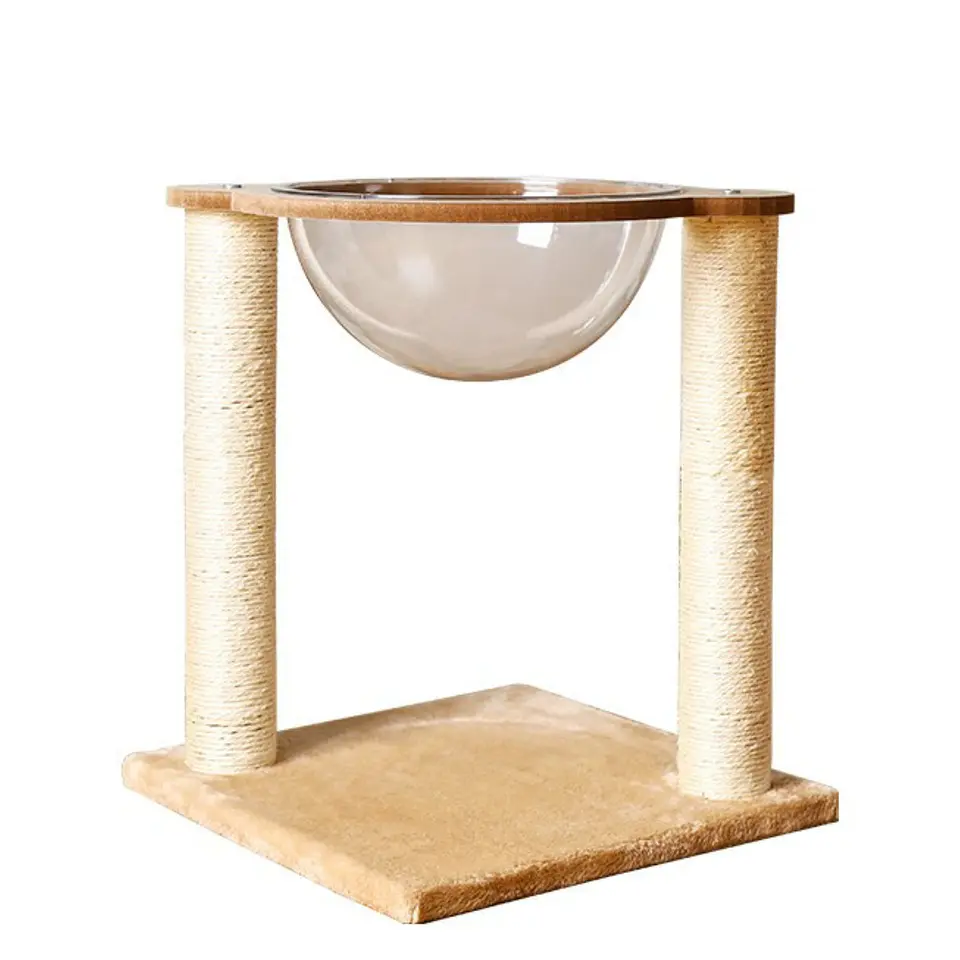 Nido Rascador Cama Para Gato Cápsula Transparente Moderno 1