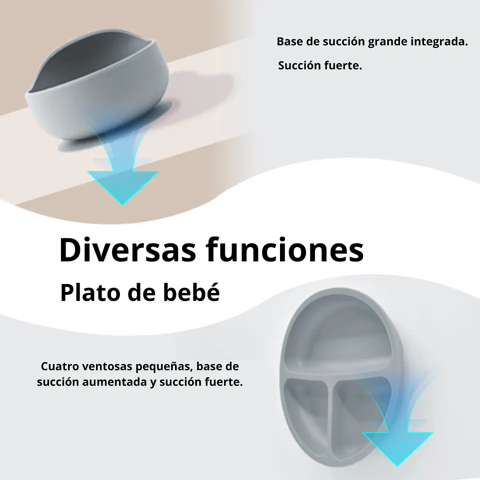 Plato Para Bebé De Silicona Juego 6 Piezas Lavable 7