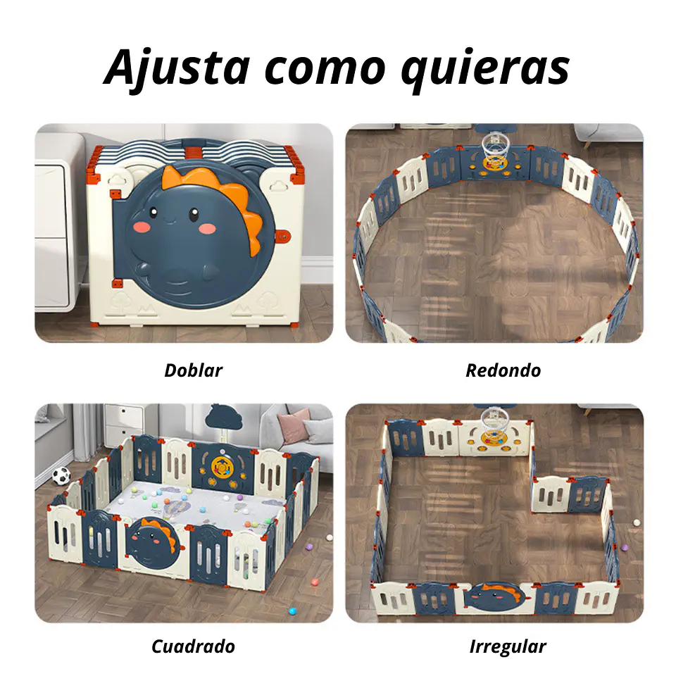 Corral De Juegos Infantil Dinosaurio Plegable 190cm X 190cm 6