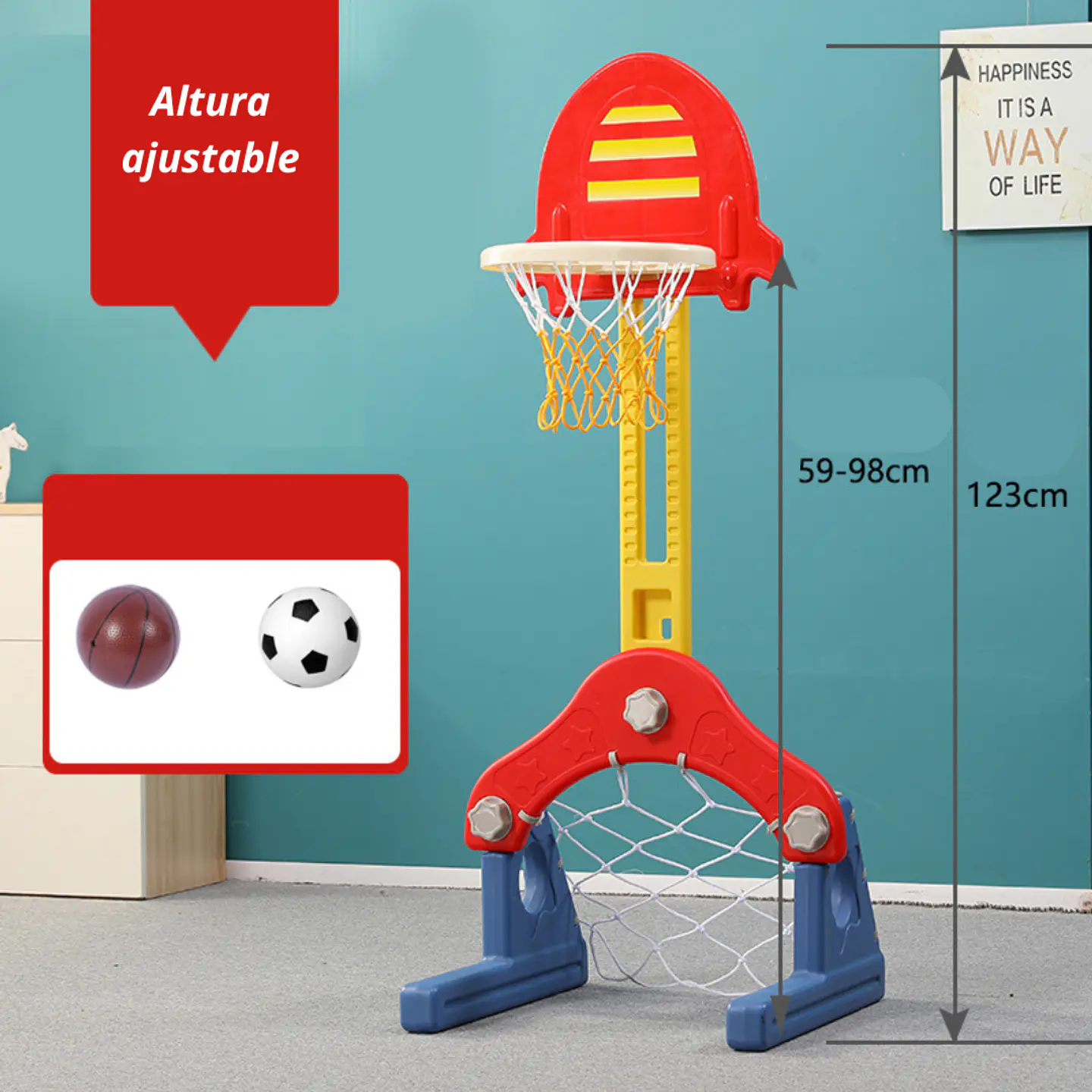Aro De Basketball Infantil Torre Multisuso 4 En 1 Ajustable 2