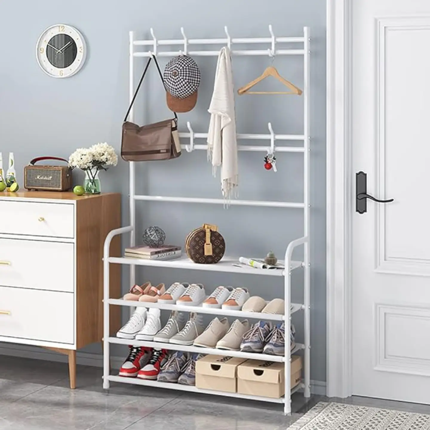 Perchero Organizador De Ropa Con 4 Niveles Zapatero Hierro 3