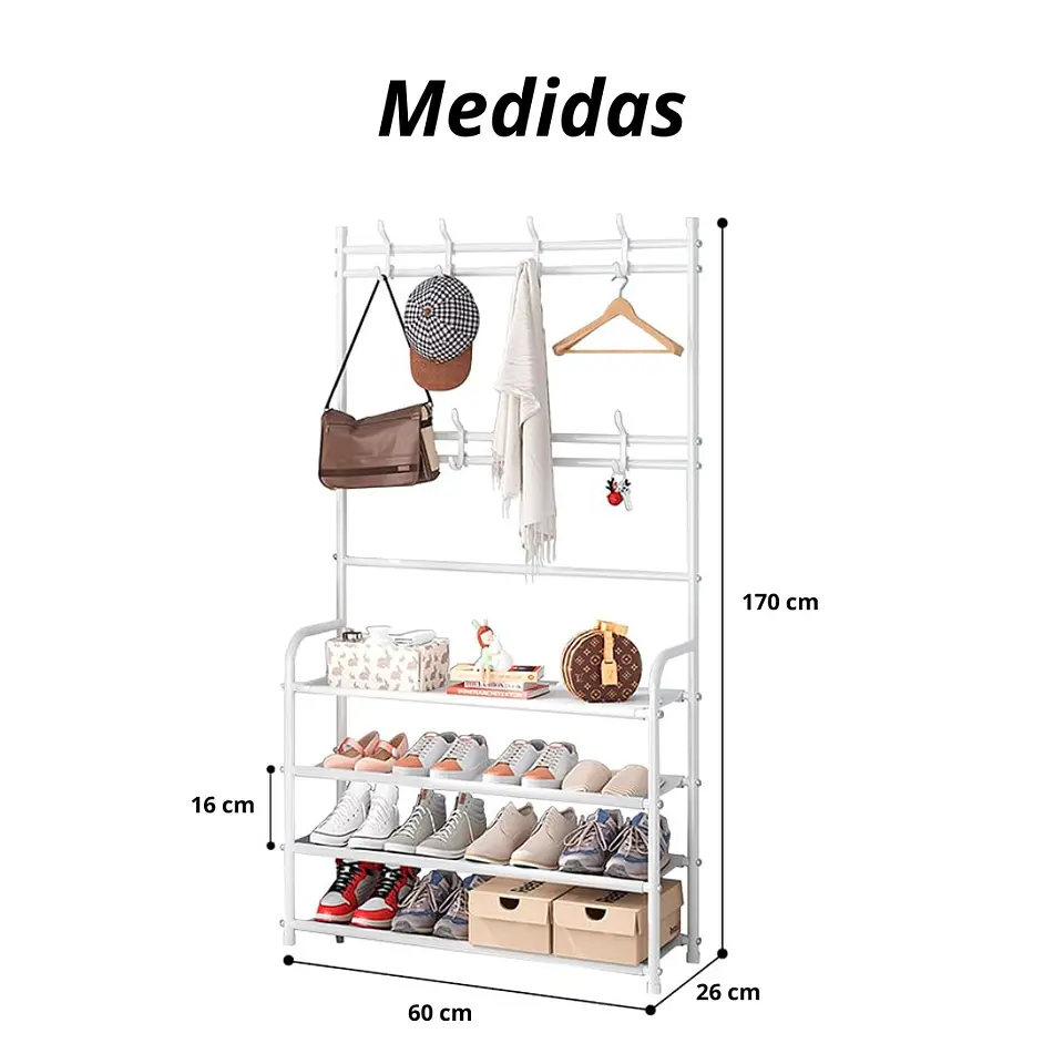Perchero Organizador De Ropa Con 4 Niveles Zapatero Hierro 2