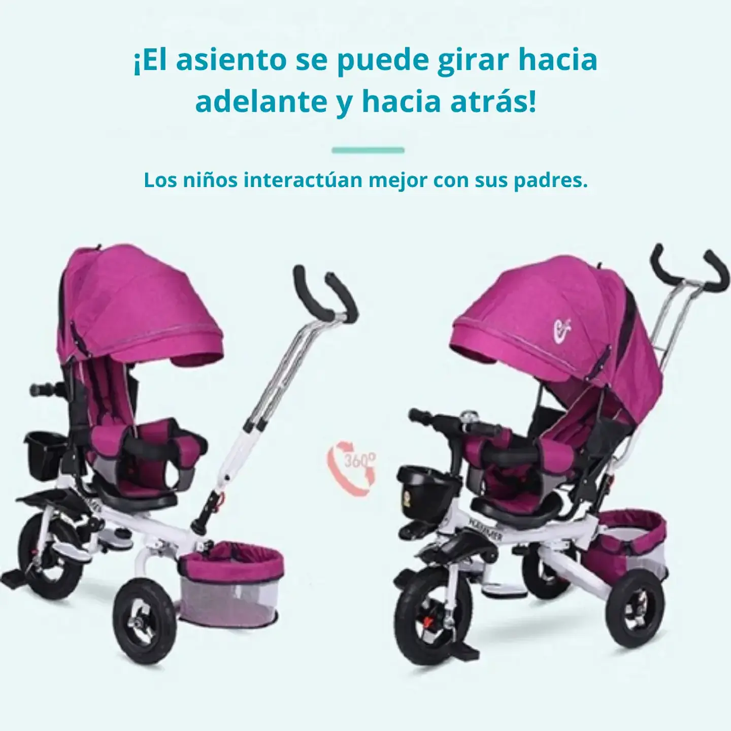 Triciclos Multifuncional Gira 360 Sombrilla Plegable 3