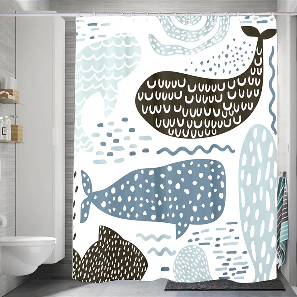 Cortina De Baño Para Ducha Impermeable Con Diseño 180x150 Cm 2