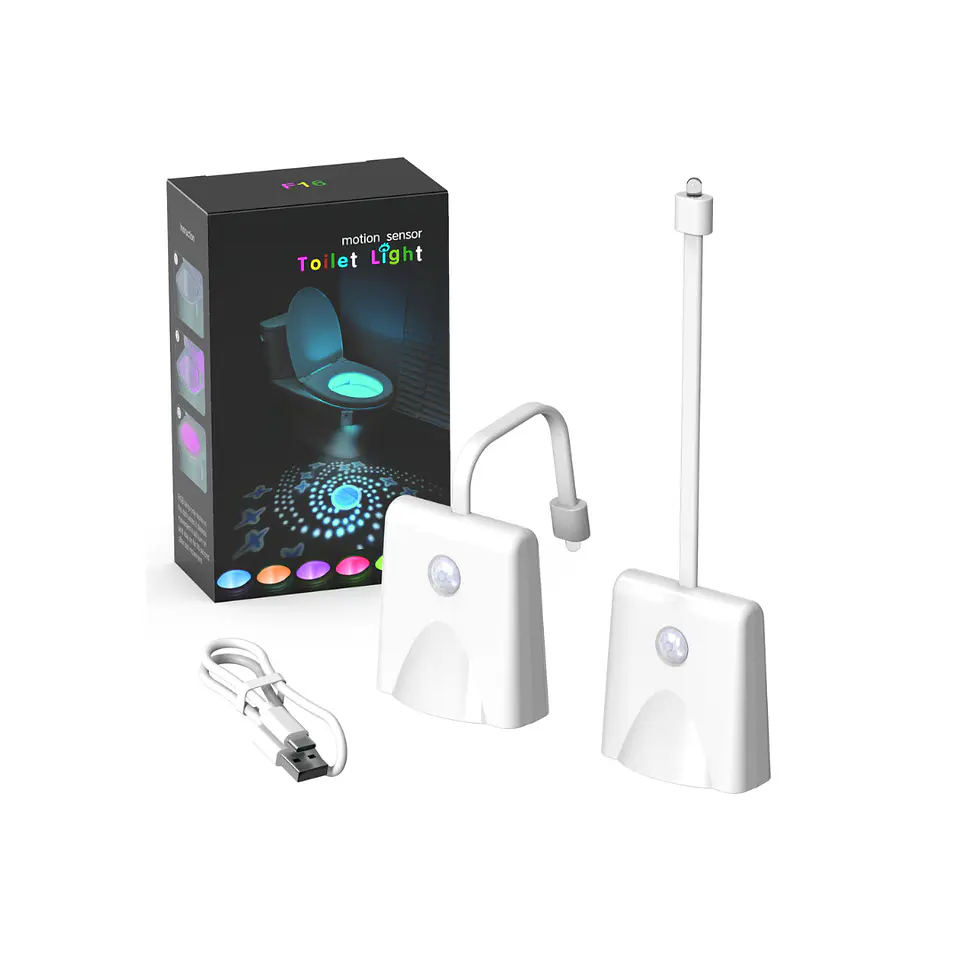 Luz Led Nocturna Para Baño Inodoro Sensor Color Ajustable 1