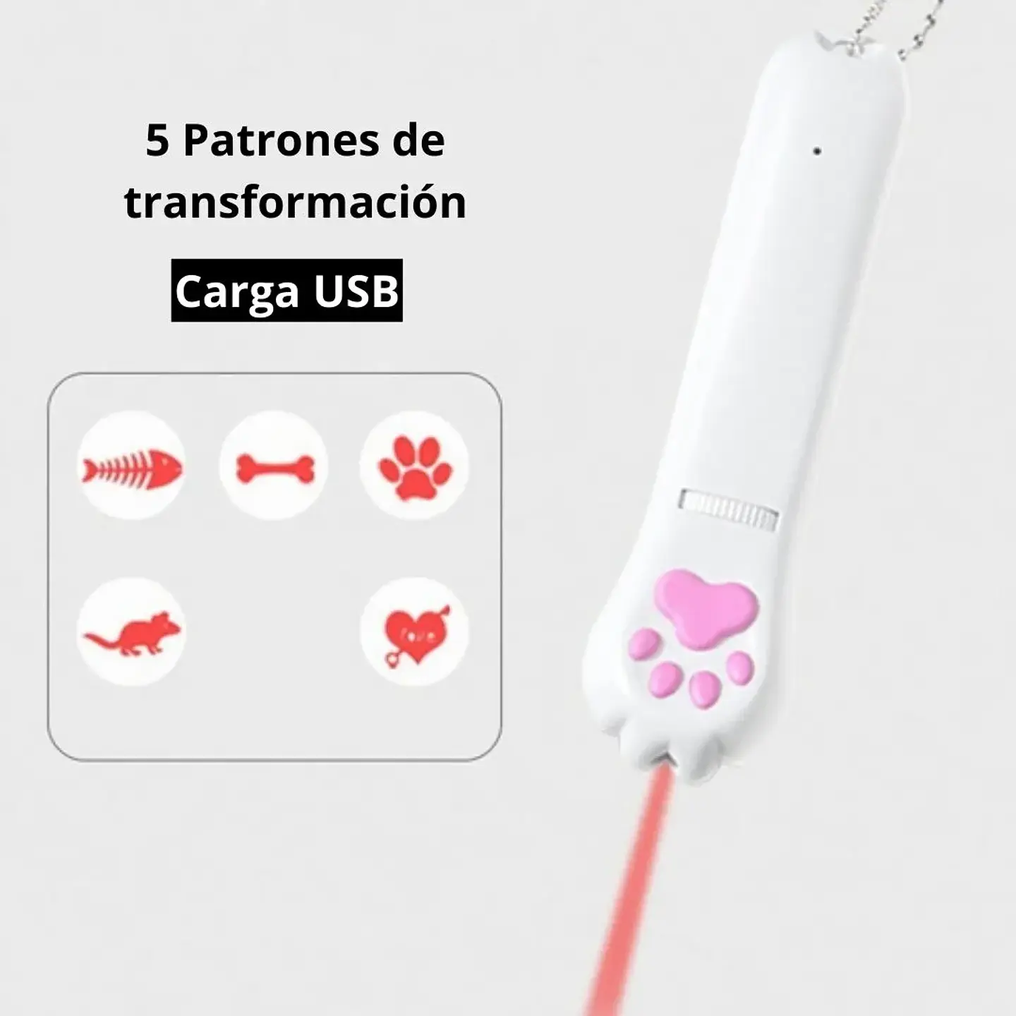 Laser Para Gatos Juguete Proyector Multipatron Carga Usb 4