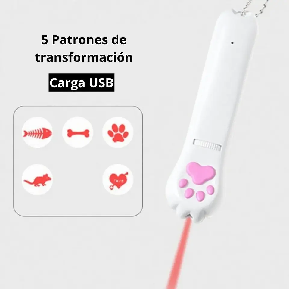 Laser Para Gatos Juguete Proyector Multipatron Carga Usb 4