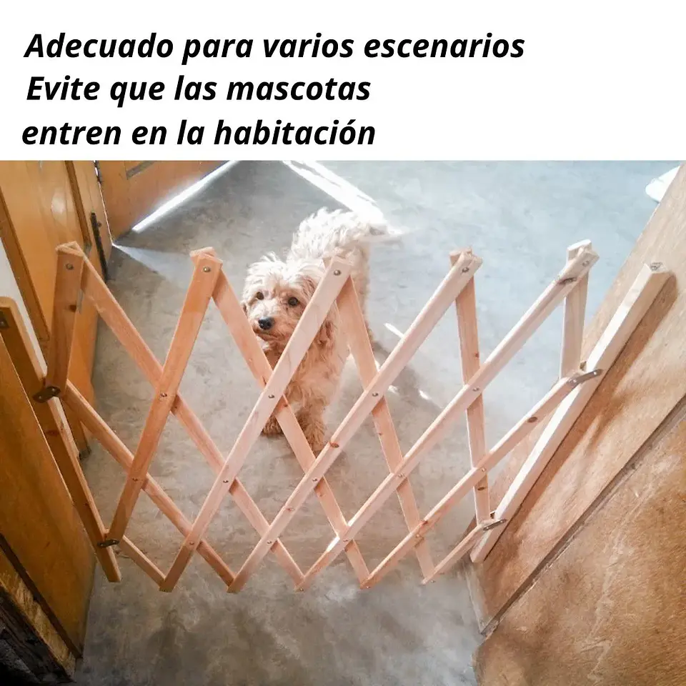 Puerta Plegable Para Mascotas Valla De Seguridad De Madera 4