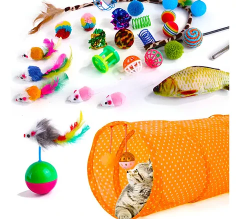 Pack 22 Juguetes Para Gato Interactivo Con Accesorios