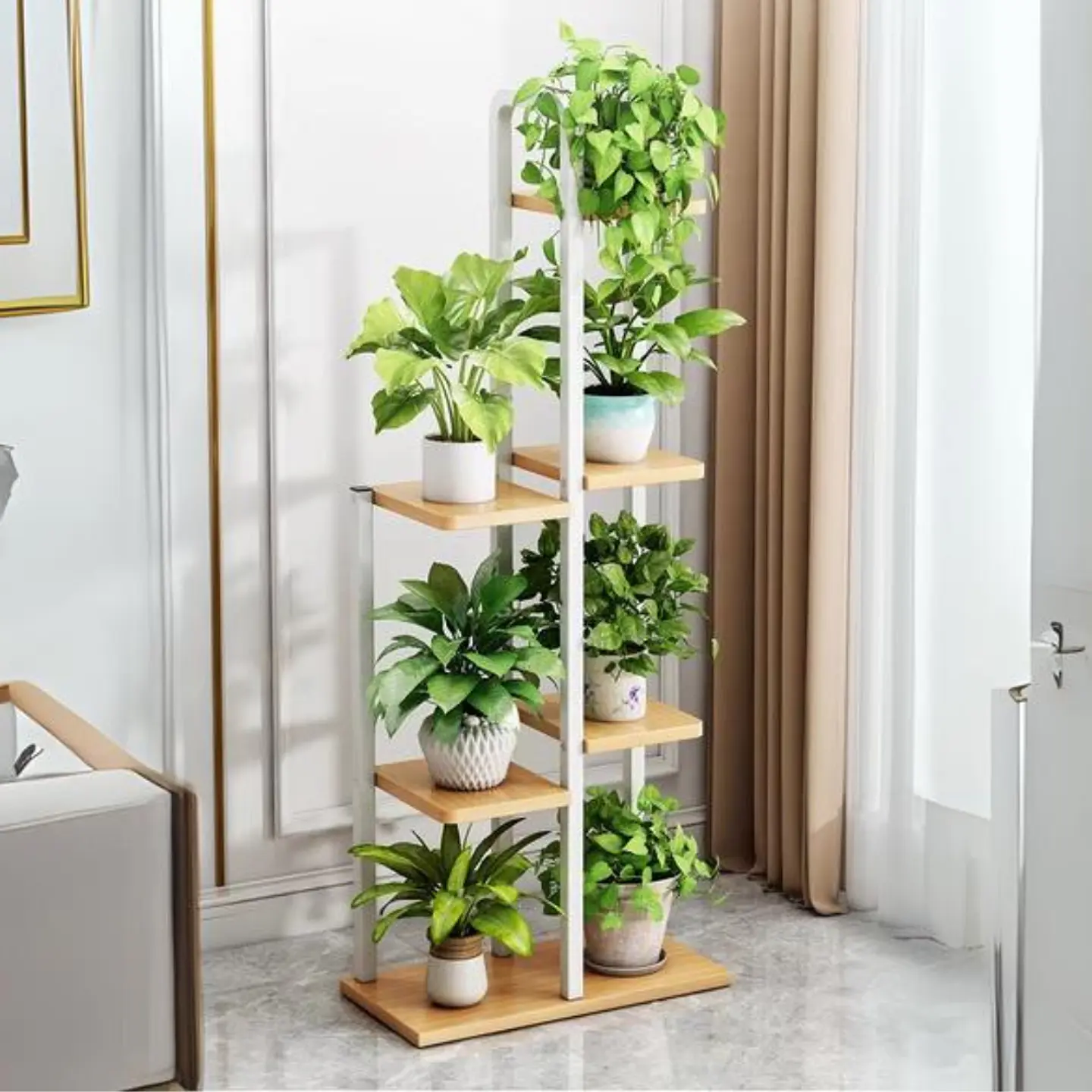 Soporte De 7 Espacios Para Macetas Plantas Decorativo 6