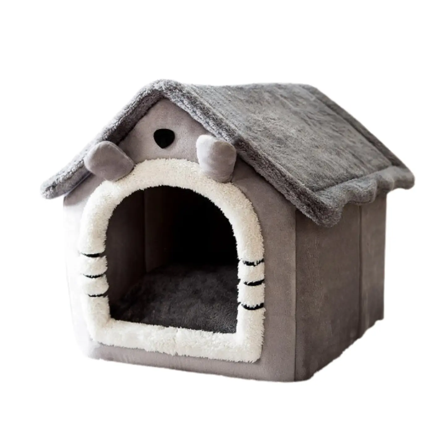 Casa Para Mascotas Calida De Interior Forrada En Felpa 2