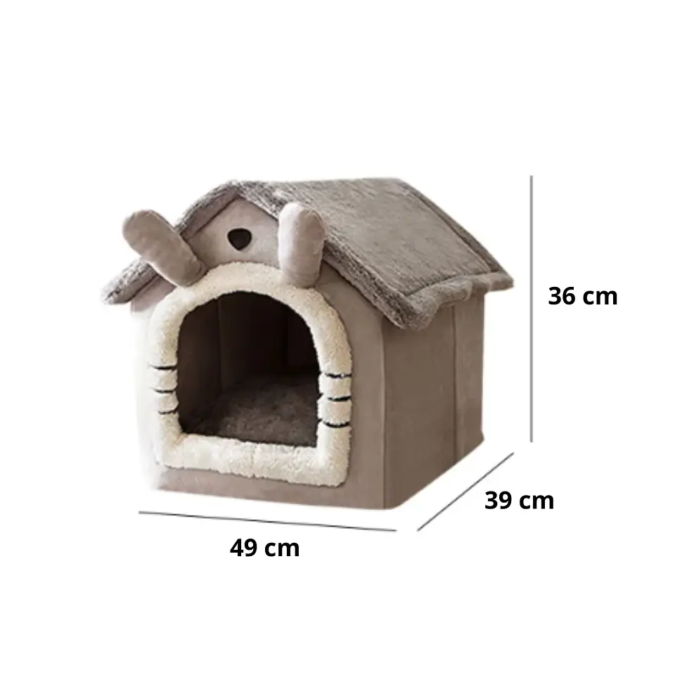 Casa Para Mascotas Calida De Interior Forrada En Felpa 3