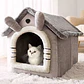 Casa Para Mascotas Calida De Interior Forrada En Felpa - Miniatura 4