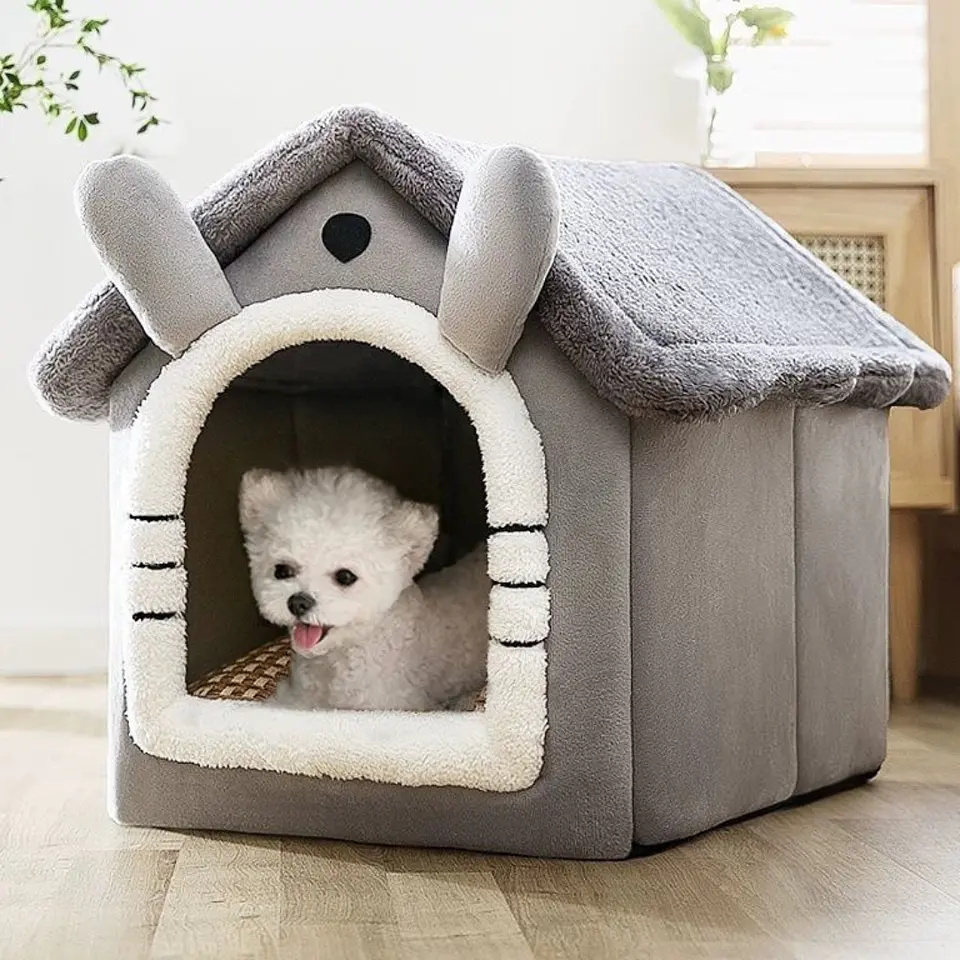 Casa Para Mascotas Calida De Interior Forrada En Felpa 6
