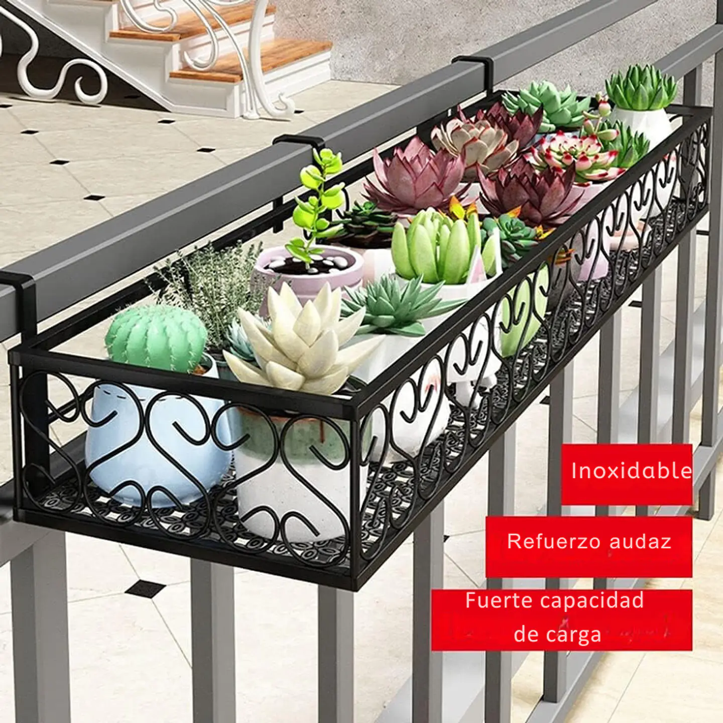 Jardinera Exterior De Barandilla Para Balcón 50x20x12 CM 3