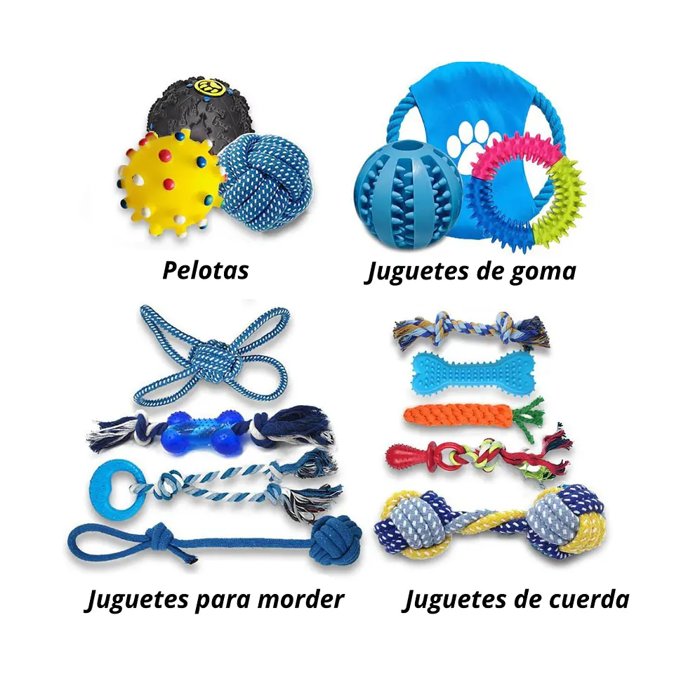 Set 15 Juguetes Para Mascotas Antiestrés Pelota Cuerda Goma 3
