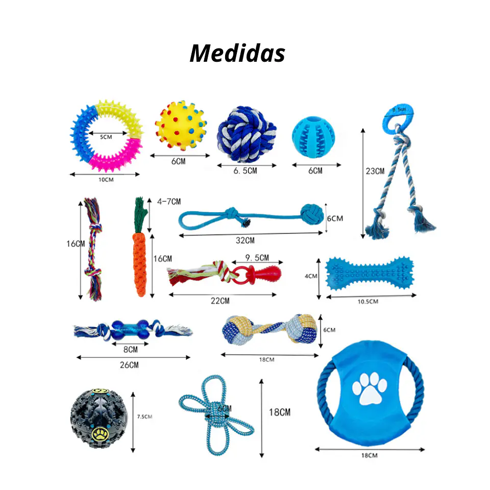 Set 15 Juguetes Para Mascotas Antiestrés Pelota Cuerda Goma 4