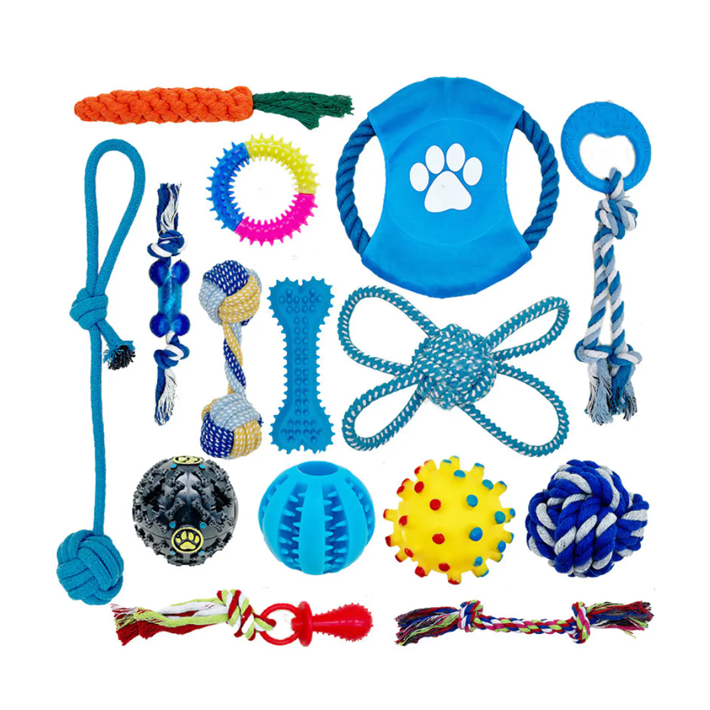 Set 15 Juguetes Para Mascotas Antiestrés Pelota Cuerda Goma 1