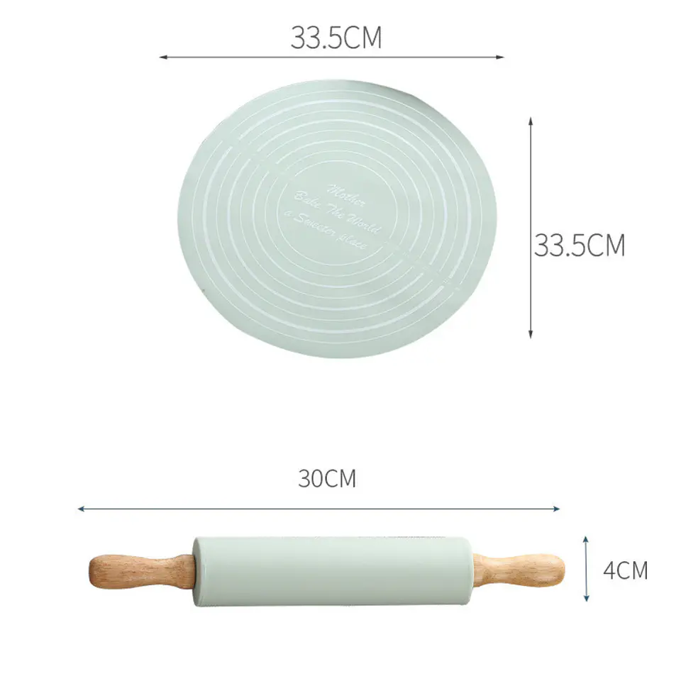 Tapete Cocina De Silicona Antiadherente Amasar + Rodillo 3