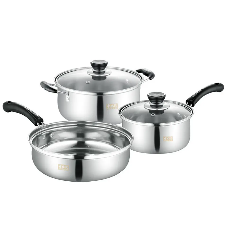 Juego De Ollas Y Sartén Batería 5 Pcs Cocina Inoxidable 1